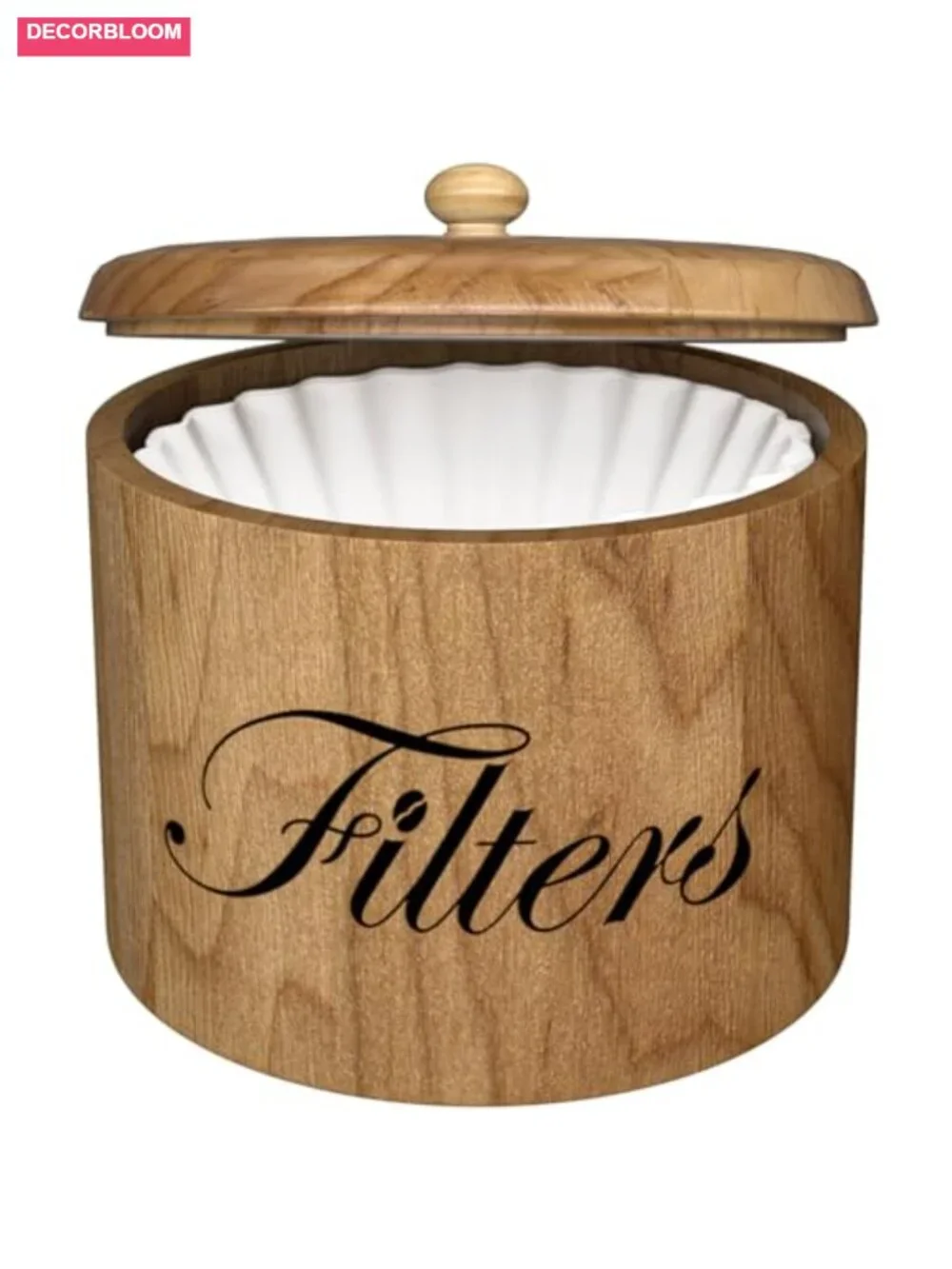 Wooden Coffee Filter Holder with Lid, Rustic Coffee Bar Storage Container,